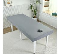 Surwin Massage Table Cover with Face Hole, Massage Bed Fitted Sheet with Elastic Cord Edge Soft Thick Washable Microfibre for Salons SPA and Therapists (FS30 Gray,80 * 190cm)