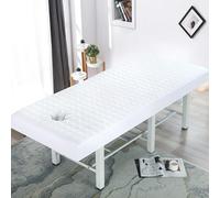 Surwin Massage Table Cover with Face Hole, Massage Bed Fitted Sheet with Elastic Cord Edge Soft Thick Washable Microfibre for Salons SPA and Therapists (HF23 White,70 * 190cm)
