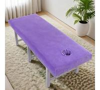 Surwin Massage Table Cover with Face Hole, Massage Bed Fitted Sheet with Elastic Cord Edge Soft Thick Washable Microfibre for Salons SPA and Therapists (MR20 Purple,60 * 180cm)