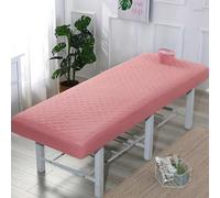 Surwin Massage Table Cover with Face Hole, Massage Bed Fitted Sheet with Elastic Cord Edge Soft Thick Washable Microfibre for Salons SPA and Therapists (HF20 Red,190 * 70cm)