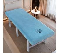 Surwin Massage Table Cover with Face Hole, Massage Bed Fitted Sheet with Elastic Cord Edge Soft Thick Washable Microfibre for Salons SPA and Therapists (MR20 Blue,80 * 190cm)