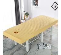 Surwin Massage Table Cover with Face Hole, Massage Bed Fitted Sheet with Elastic Cord Edge Soft Thick Washable Microfibre for Salons SPA and Therapists (HF23 Gold,80 * 190cm)