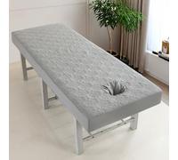 Surwin Massage Table Cover with Face Hole, Massage Bed Fitted Sheet with Elastic Cord Edge Soft Thick Washable Microfibre for Salons SPA and Therapists (SJ12 Gray,60 * 180cm)