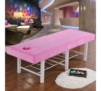 Surwin Massage Table Cover with Face Hole, Massage Bed Fitted Sheet with Elastic Cord Edge Soft Thick Washable Microfibre for Salons SPA and Therapists (JR20 Pink,190x70cm)
