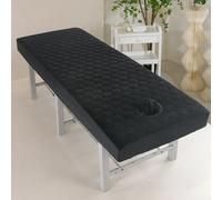 Surwin Massage Table Cover with Face Hole, Massage Bed Fitted Sheet with Elastic Cord Edge Soft Thick Washable Microfibre for Salons SPA and Therapists (SJ1 Black,60 * 180cm)