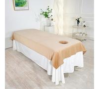Surwin Massage Table Sheets with Face Hole, Massage Bed Sheet with Face Hole Soft Thick Beauty Bedsheet Washable Microfibre for Salons SPA and Therapists (120 * 230cm,Camel)