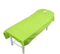 Surwin Massage Table Sheets with Face Hole, Massage Bed Sheet with Face Hole Soft Thick Beauty Bedsheet Washable Microfibre for Salons SPA and Therapists (CM10 Green,75x190cm)