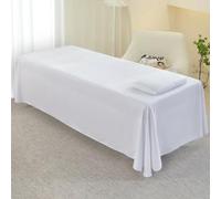Surwin Massage Table Sheets with Face Hole, Massage Bed Sheet with Face Hole Soft Thick Beauty Bedsheet Washable Microfibre for Salons SPA and Therapists (M23 White,120 * 230cm)