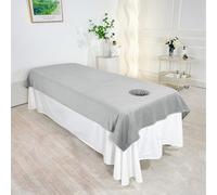 Surwin Massage Table Sheets with Face Hole, Massage Bed Sheet with Face Hole Soft Thick Beauty Bedsheet Washable Microfibre for Salons SPA and Therapists (120 * 230cm,Gray)