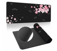 Surwin Mouse Pad Large, Cherry Blossoms Print Gaming Mouse Pad Mouse Pads Thickness 3mm Gaming Mouse Mat with Non Slip Rubber Base Desk Mat Long Gaming Mat for Office Work (Black,400x900mm)