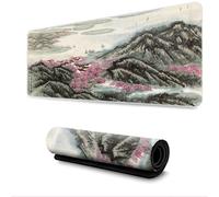 Surwin Mouse Pad Large, Chinese Ancient Style Gaming Mouse Pad Mouse Pads Thickness 3mm Gaming Mouse Mat with Non Slip Rubber Base Desk Mat Long Gaming Mat Washable (300x900mm,Peach Flower)