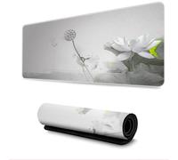 Surwin Mouse Pad Large, Chinese Ancient Style Gaming Mouse Pad Mouse Pads Thickness 3mm Gaming Mouse Mat with Non Slip Rubber Base Desk Mat Long Gaming Mat Washable (300x900mm,White Lotus Flower)