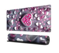 Surwin Mouse Pad Large, Love Heart Pattern Gaming Mouse Pad Mouse Pads Gaming Mouse Mat with Non Slip Rubber Base Desk Mat Long Gaming Mat Washable for Office Work (400x900mm,Romantic)