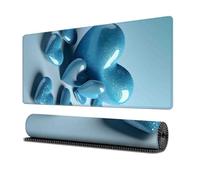 Surwin Mouse Pad Large, Love Heart Pattern Gaming Mouse Pad Mouse Pads Gaming Mouse Mat with Non Slip Rubber Base Desk Mat Long Gaming Mat Washable for Office Work (400x800mm,Blue Love Heart)