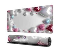 Surwin Mouse Pad Large, Love Heart Pattern Gaming Mouse Pad Mouse Pads Gaming Mouse Mat with Non Slip Rubber Base Desk Mat Long Gaming Mat Washable for Office Work (300x800mm,Shiny)