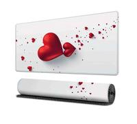 Surwin Mouse Pad Large, Love Heart Pattern Gaming Mouse Pad Mouse Pads Gaming Mouse Mat with Non Slip Rubber Base Desk Mat Long Gaming Mat Washable for Office Work (400x800mm,Red)
