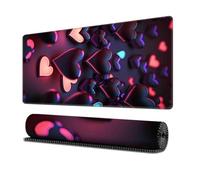 Surwin Mouse Pad Large, Love Heart Pattern Gaming Mouse Pad Mouse Pads Gaming Mouse Mat with Non Slip Rubber Base Desk Mat Long Gaming Mat Washable for Office Work (300x800mm,Purple)