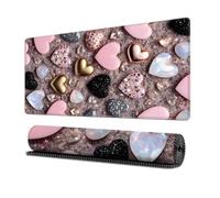 Surwin Mouse Pad Large, Love Heart Pattern Gaming Mouse Pad Mouse Pads Gaming Mouse Mat with Non Slip Rubber Base Desk Mat Long Gaming Mat Washable for Office Work (300x800mm,Cute Style)