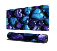 Surwin Mouse Pad Large, Love Heart Pattern Gaming Mouse Pad Mouse Pads Gaming Mouse Mat with Non Slip Rubber Base Desk Mat Long Gaming Mat Washable for Office Work (300x700mm,Purple + Blue)