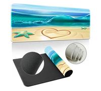 Surwin Mouse Pad Large, Ocean Waves Pattern Gaming Mouse Pad Mouse Pads Thickness 3mm Gaming Mouse Mat with Non Slip Rubber Base Desk Mat Long Gaming Mat for Office Work (500x1000mm,Love Heart)