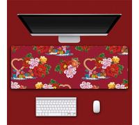 Surwin Mouse Pad Large, Peony Flower Pattern Gaming Mouse Pad Mouse Pads Thickness 3mm Gaming Mouse Mat with Non Slip Rubber Base Desk Mat Long Gaming Mat Washable (Mandarin Duck,400x900mm)