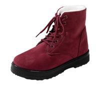 Surwin Non Slip Snow Boots for Women, Ladies Winter Walking Boots Fur Lined Warm UK 4-8.5 Lace-Up Mid Calf Hikingboots Platform Anti-Slip Walking Shoes Ankle Booties Lightweight (Burgundy,4)