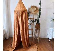 Surwin Nordic Bed Canopy for Girls Boys Kids Single Double, Simple Round Dome Bed Canopy Mosquito Net Protection Canopy Play Tent Bedroom Nursery Decoration Hanging Curtain Net (Brown)