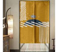 Surwin Noren Doorway Curtain Modern Printed Room Divider Curtains Flax Door Curtain Window Treatment Door Tapestry for Home Decoration (Mustard yellow,85 * 180cm)