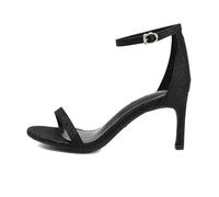 Surwin One Word Belt Heels, 6cm Summer Heeled Sandals with Strap, Comfortable Womens Shoes, Open Toe High Heels, Ladies Heeled Sandals for Women Dressy Prom Wedding Party Evening (Black 2,4)