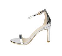 Surwin One Word Belt Heels, 6cm Summer Heeled Sandals with Strap, Comfortable Womens Shoes, Open Toe High Heels, Ladies Heeled Sandals for Women Dressy Prom Wedding Party Evening (Silver 1,4)