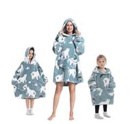 Surwin Oversized Blanket Hoodie for Men Women Kids Teenager, Extra Long Wearable Blanket Hoodie Warm Cozy Soft Thick Cute Sherpa Fleece Blanket Fluffy Sweatshirt Hoodie Family Pyjamas Set