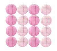 Surwin Paper Lanterns Set, 16Pcs Lanterns Biodegradable Paper Lampshades, Pink & Purple Paper Lanterns for Weddings Baby Shower Celebrations Garden Party Decor (10in,Cherry Blossom Pink)