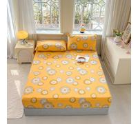 Surwin Pastoral Flowers Single Double King Fitted Sheets (Orange 1,90x200cm)