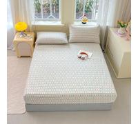 Surwin Pastoral Stripes Single Double King Fitted Sheets (Beige,200x220cm)