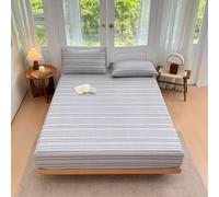 Surwin Pastoral Stripes Single Double King Fitted Sheets (Gray 1,120x200cm)