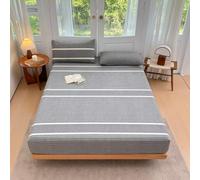 Surwin Pastoral Stripes Single Double King Fitted Sheets (Gray 2,120x200cm)