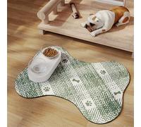 Surwin Pet Feeding Mat Dog Cat Food Bowl Mat for Food and Water Bowls, Absorbent Pet Placemat Bone shape Non Slip Quick Dry Dog Water Dispenser Mat to Prevent Water Spills (Green,30x50cm)