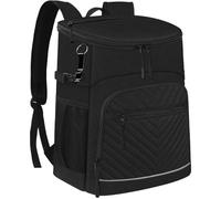Surwin Picnic Insulated Cooler Backpack,Waterproof Leakproof Picnic Cooler Bag Rucksack Lunch Cool Bag Backpack with Bottle Opener 25L Thermal Insulated Rucksack for Camping (Black,38x29x23cm)