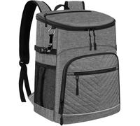 Surwin Picnic Insulated Cooler Backpack,Waterproof Leakproof Picnic Cooler Bag Rucksack Lunch Cool Bag Backpack with Bottle Opener 25L Thermal Insulated Rucksack for Camping (Gray,38x29x23cm)