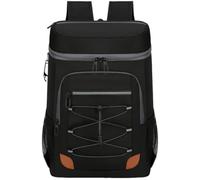 Surwin Picnic Insulated Cooler Backpack, Waterproof Leakproof Picnic Cooler Bag Rucksack Lunch Cool Bag Backpack with Bottle Opener 28L Thermal Insulated Rucksack (Black A,46x32x19cm)