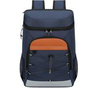 Surwin Picnic Insulated Cooler Backpack, Waterproof Leakproof Picnic Cooler Bag Rucksack Lunch Cool Bag Backpack with Bottle Opener 28L Thermal Insulated Rucksack (Navy Blue B,46x32x19cm)