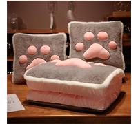 Surwin Pillow Blanket 2 In 1, Cat Claws Print Travel Blanket and Pillow, Adult Kids Multifunctional Airplane Blanket Back Support Cushion for Rest Sofa Bed Office Chair (150x180cm,dark gray)