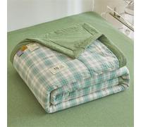 Surwin Plaid Quilted Bedspread Green Checkered Single Double King Size Bedding Reversible Soft Lightweight Coverlets Sofa Throws Washable Summer Cooling Quilt Patchwork (Green 3,180x200cm)