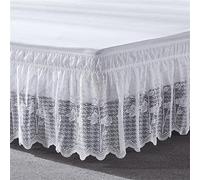 Surwin Pleated Bed Valance Sheet Single Double King, Lace Bed Base Wrap Extra Deep Frilled Fitted White Valance Sheet Easy Care Bed Skirt Microfibre Soft Breathable (135x200x40cm,Rose)