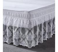 Surwin Pleated Bed Valance Sheet Single Double King, Lace Bed Base Wrap Extra Deep Frilled Fitted White Valance Sheet Easy Care Bed Skirt Microfibre Soft Breathable (135x200x40cm,Baroque)