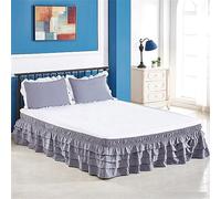 Surwin Pleated Bed Valance Sheet Single Double King, Princess Bed Base Wrap Extra Deep Frilled Fitted White Valance Sheet Easy Care Bed Skirt Soft Microfibre Breathable (120x200x45cm,Grey)