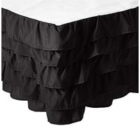 Surwin Pleated Bed Valance Sheet Single Double King, Princess Bed Base Wrap Extra Deep Frilled Fitted White Valance Sheet Easy Care Bed Skirt Soft Microfibre Breathable (100x200x45cm,Black)