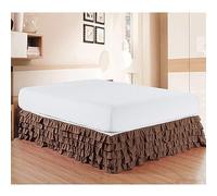 Surwin Pleated Bed Valance Sheet Single Double King, Princess Bed Base Wrap Extra Deep Frilled Fitted White Valance Sheet Easy Care Bed Skirt Soft Microfibre Breathable (150x200x45cm,Brown)