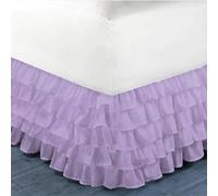 Surwin Pleated Bed Valance Sheet Single Double King, Princess Bed Base Wrap Extra Deep Frilled Fitted White Valance Sheet Easy Care Bed Skirt Soft Microfibre Breathable (100x200x45cm,Light purple)