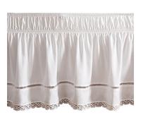 Surwin Pleated Bed Valance Sheet Single Double King, White Lace Bed Base Wrap Extra Deep Frilled Fitted Valance Sheet Easy Care Bed Skirt Soft Microfibre Breathable (135x200x38cm,White)